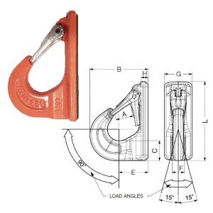 AMH / Cartec G100 Chain Components / Weld-On Bucket Hook (832X) / Grade 100 – dimensions