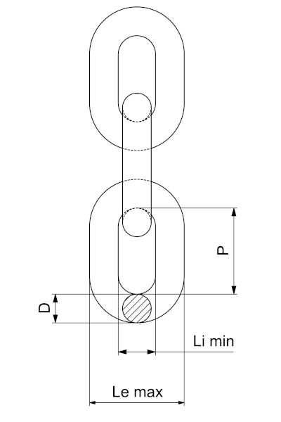 AMH / Cartec Stainless AISI 316 / Chain / Grade 60 – dimensions