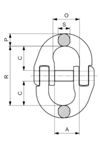 AMH / Cartec Stainless AISI 316 / Connecting Link / Grade 60 – dimensions