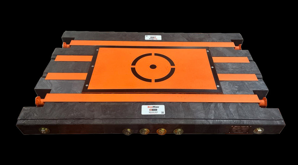 DICA EcoMax EM24-6 steel-composite crane pad, front and top view
