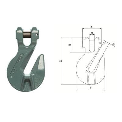 CGH Clevis Grab Hook with Saddle dimensional drawing