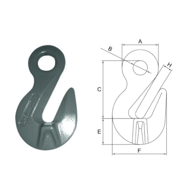 EGH Eye Grab Hook with Saddle dimensional drawing
