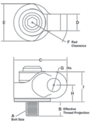 Crosby HR-1200 side-pull hoist ring dimensional drawing showing dimensions B, C, D, E, F, G, H, I