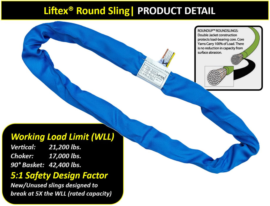 Liftex® | ENR7 | Blue RoundUp® Endless Round Sling | 21,200 lbs WLL