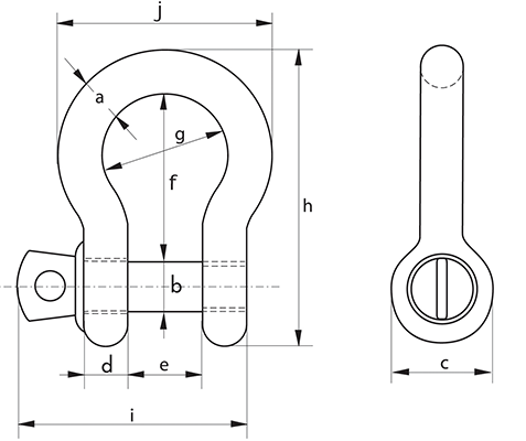 Green Pin G-5261 Super Bow Shackle SC - dimensional diagram