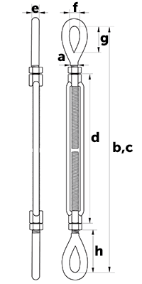 Green Pin G-6311 Eye & Eye Turnbuckle - dimensional diagram