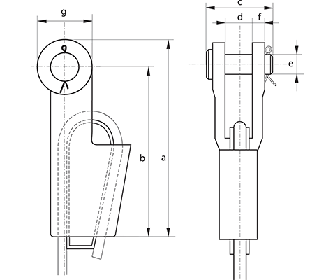 Green Pin G-6413 Open Wedge Socket CP - dimensional diagram