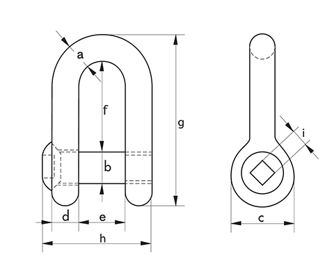 Green Pin G-4159 Fishing Dee Shackle FP dimension diagram