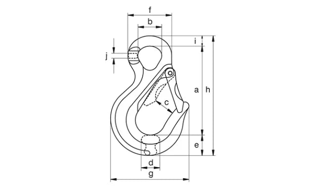 Green Pin UCSO Eye Sling Hook Dimension Diagram