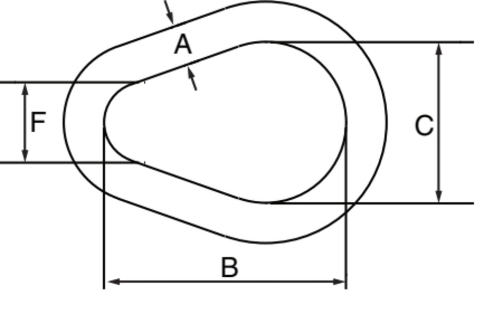 Crosby A-341 Alloy Pear Shaped Link dimensional diagram