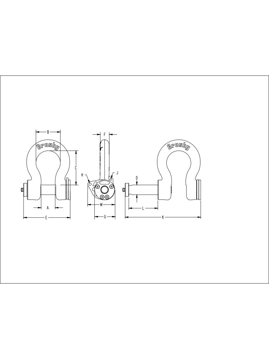 Crosby G-2100 ROV Release/Retrieve Shackle Quic-Threaded dimensional diagram