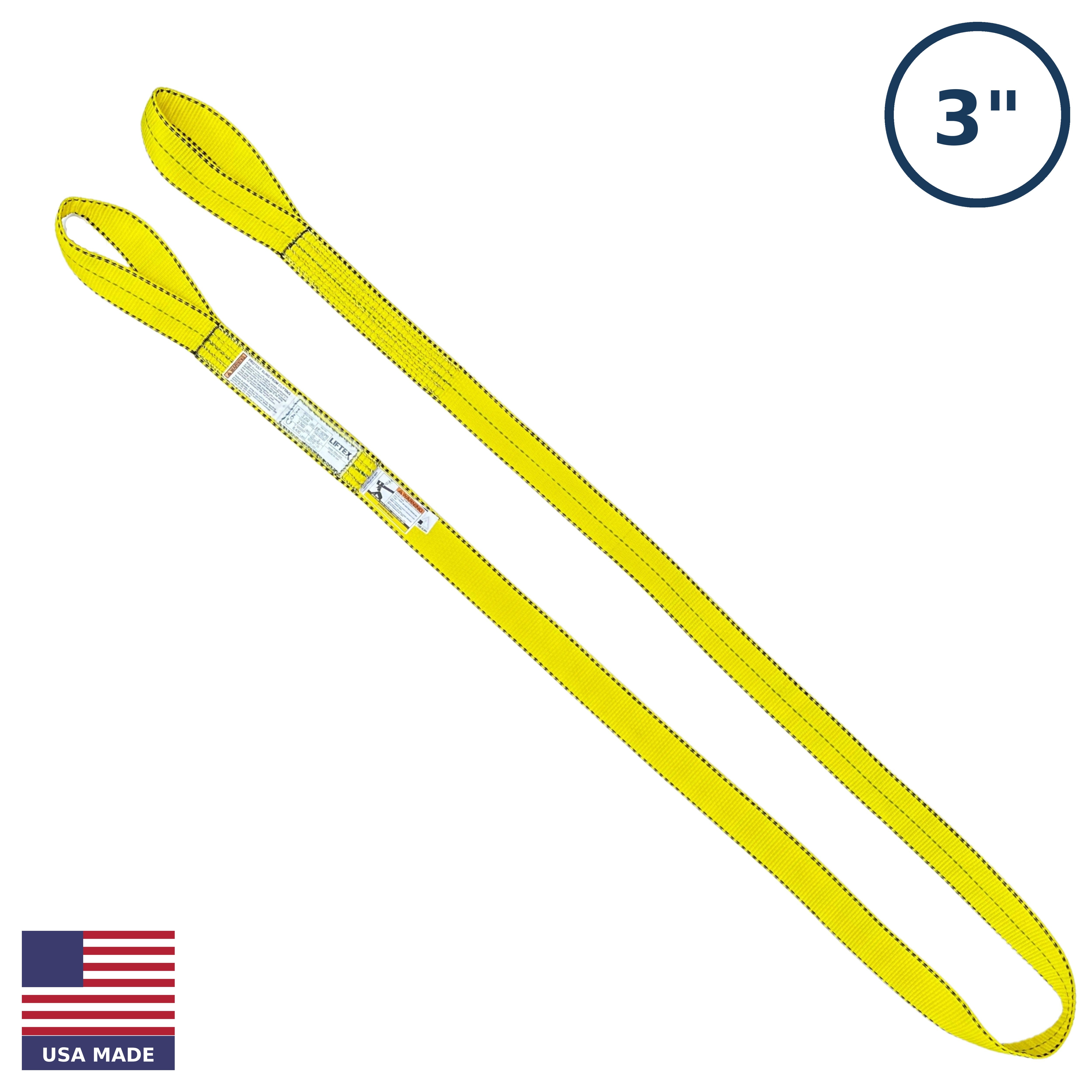 USA Made Liftex® / EE193 / 1-Ply 3" Flat Eye Polyester Pro-Edge® Web Sling / 4,800 lbs WLL