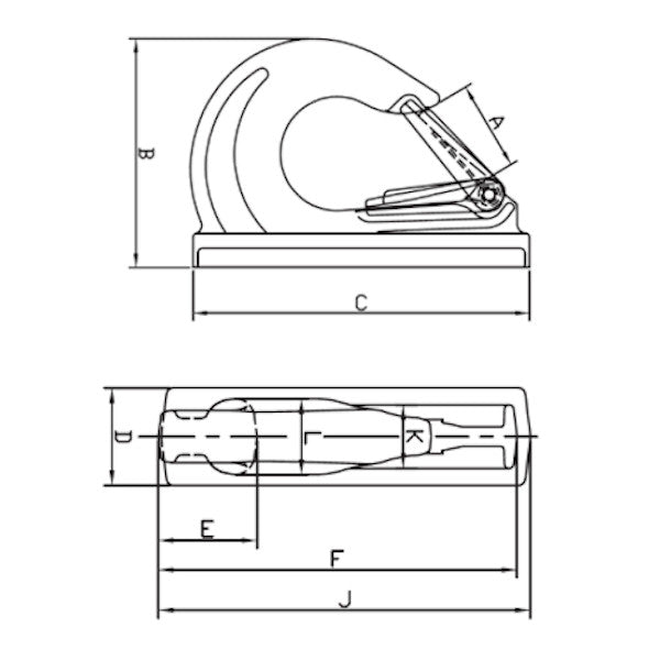 AMH weld-on bucket hook dimensional drawing (WBH16-20)