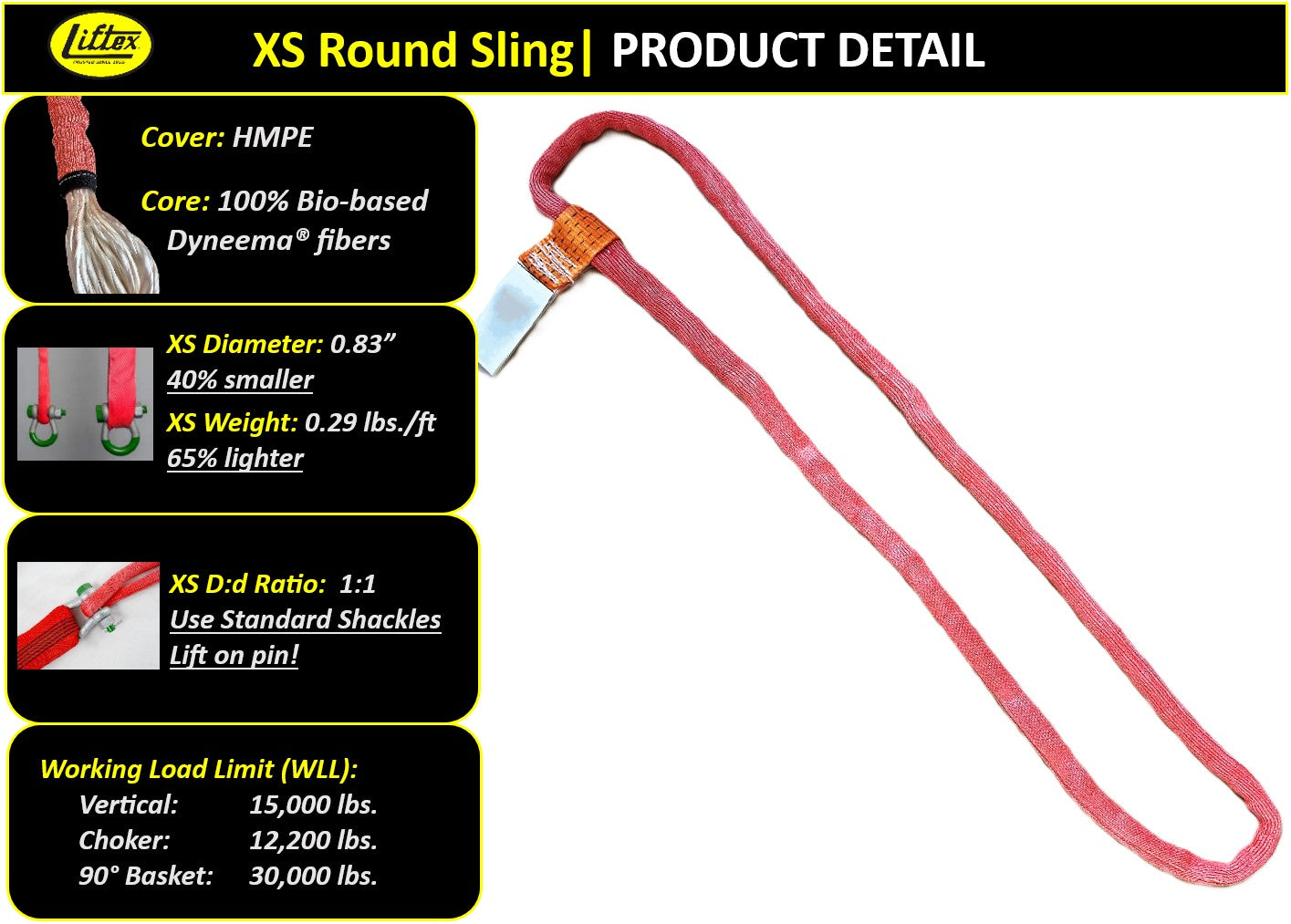 Lift-Tex® / EXS15 / Red Extreema® XS Endless Round Sling / 15,000 lbs WLL