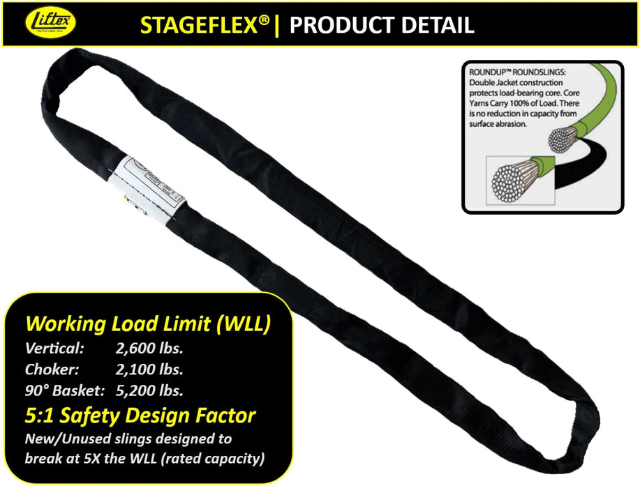 Liftex® Black StageFlex™ Endless Round Sling | ENR1 | Black