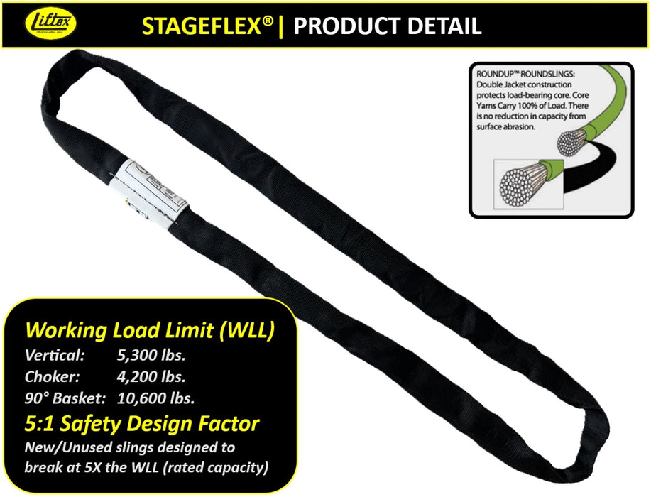 Liftex® Black StageFlex™ Endless Round Sling | ENR2 | Black