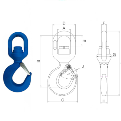 AMH / Cartec / Blue Classic Wire-Rope Hooks (Swivel, Eye & Ball-Bearing) / Alloy