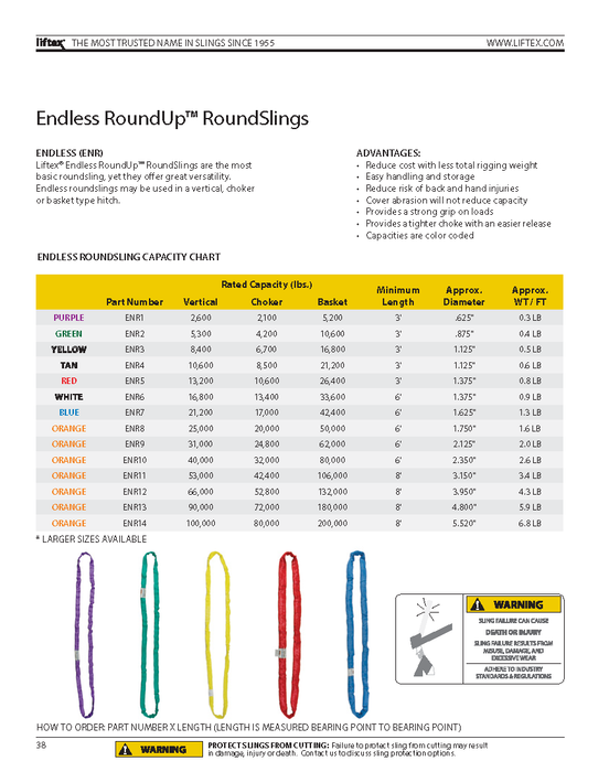 Liftex® RoundUp® Endless Round Sling | ENR8 | Orange 25,000 Vert.