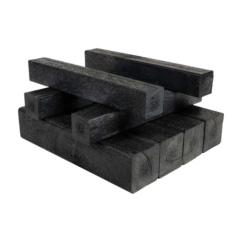 Stack of DICA ProStack composite cribbing timbers in multiple nominal sizes
