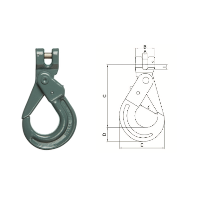 CSLH Clevis Self-Locking Hook with Hidden Trigger dimensional drawing