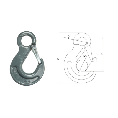 ESH Eye Sling Hook with Latch dimensional drawing