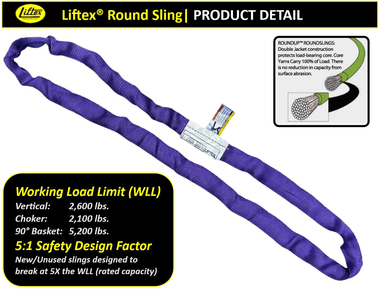 Liftex® / ENR1 / Purple RoundUp® Endless Round Sling / 2,600 lbs WLL