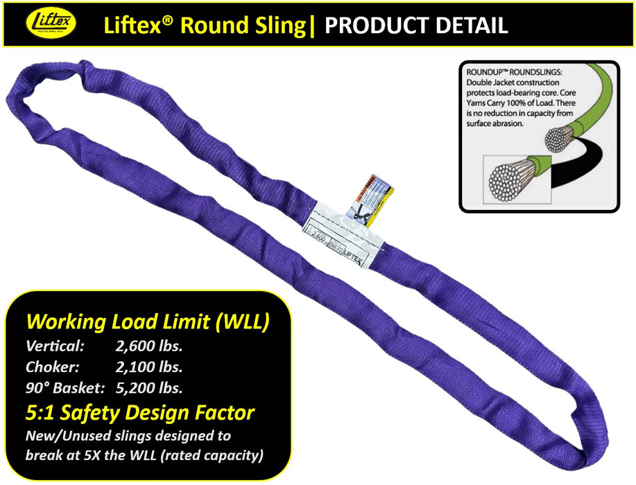 Liftex® RoundUp® Endless Round Sling | ENR1 | Purple