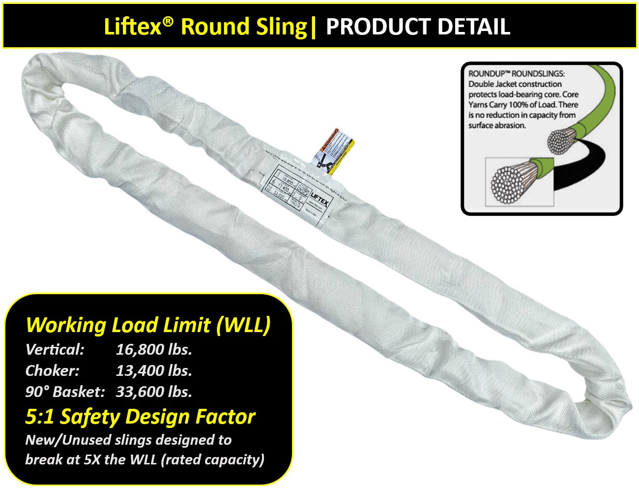 Liftex® RoundUp® Endless Round Sling / ENR6PD / White