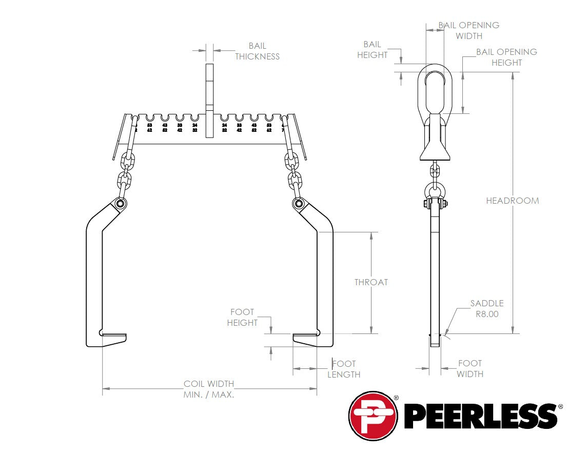 Peerless NACL Narrow Arm Coil Lifter