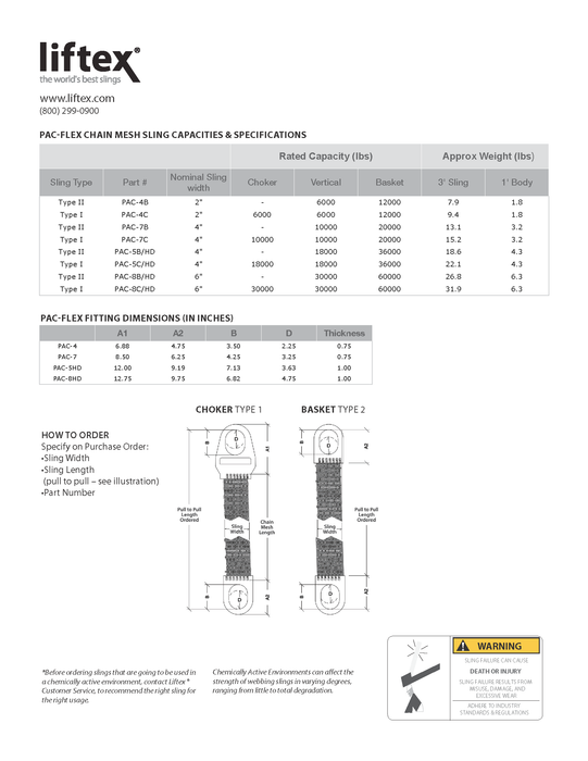 Liftex® PAC-FLEX® - Premium Alloy Chain Mesh Slings