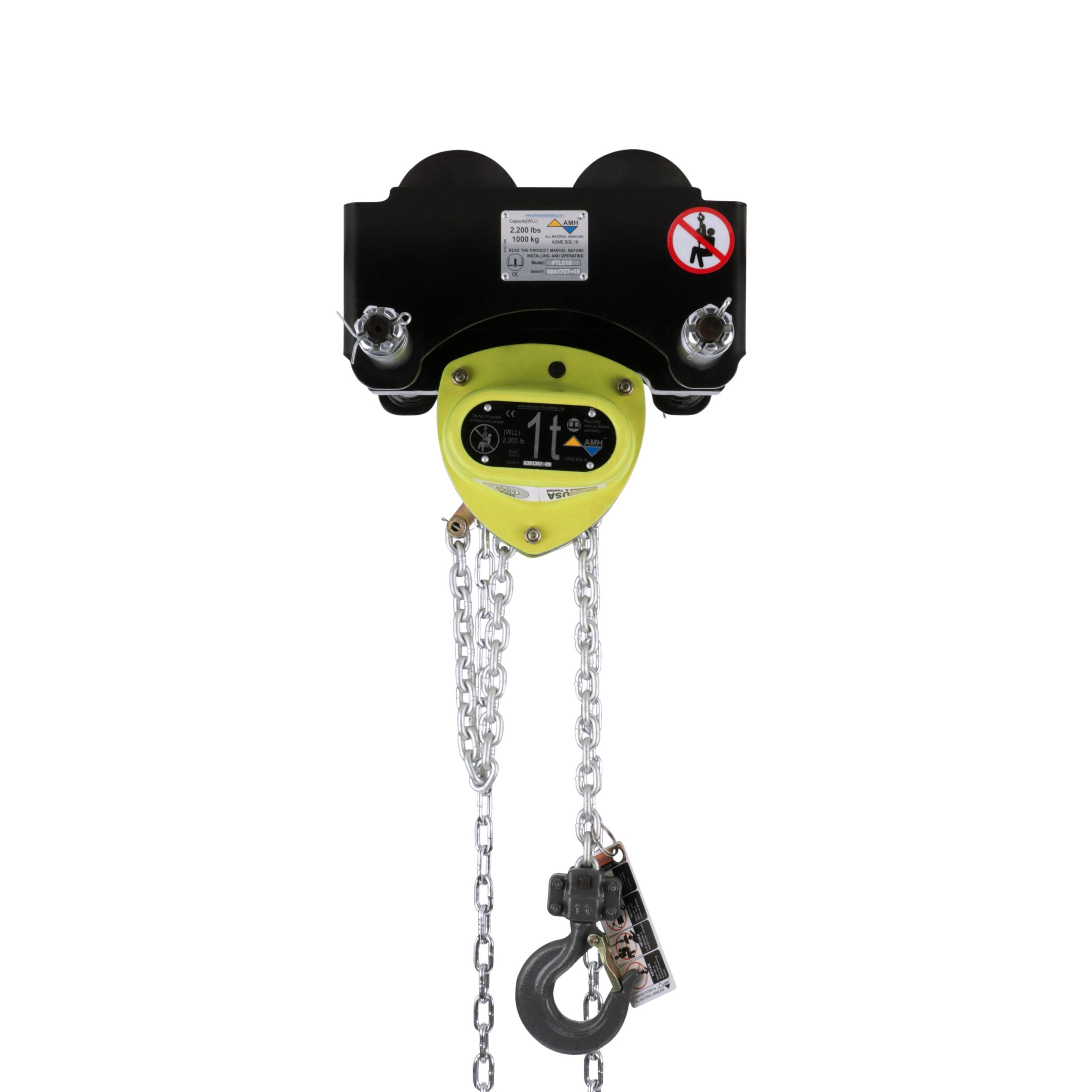 AMH low-headroom geared trolley (GTL, MA hoist body shown)