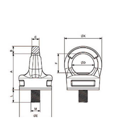 AMH Cartec C817X Eyebolt Twister — dimensional diagram (A,B,C,D,E,F,K,L)