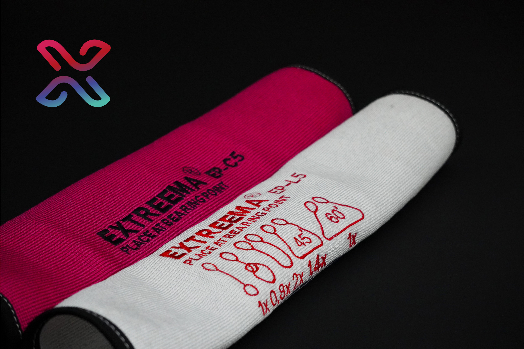 Extreema EP-L HMPE and EP-C Cordura protective sling sleeves shown together