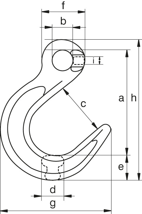 Green Pin CFO Foundry Hook E Grade 8 dimension diagram