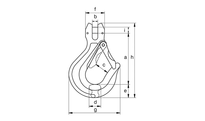 Green Pin CSC Sling Hook CL dimension diagram