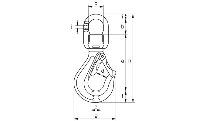 Green Pin CSE Swivel Sling Hook SE dimension diagram