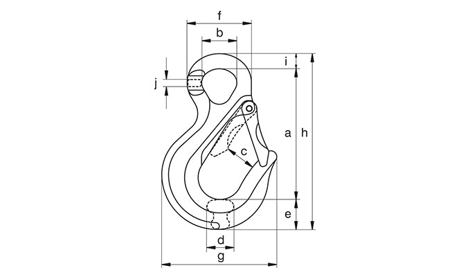 Green Pin CSO Sling Hook E dimension diagram