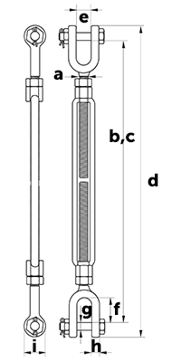 Green Pin G-6333 Polar Jaw & Jaw Turnbuckle BN - dimensional diagram