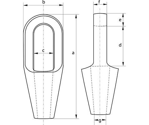 Green Pin G-6411 Closed Spelter Socket - dimensional diagram