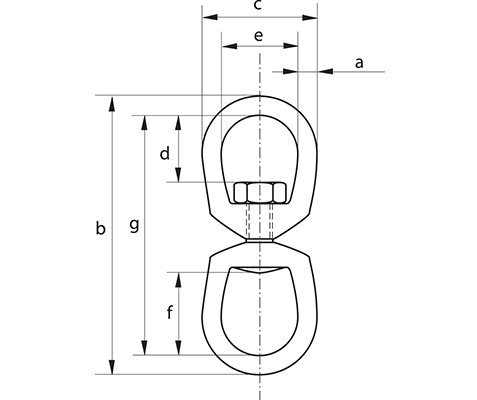 Green Pin G-7713 Eye & Eye Swivel - dimensional diagram