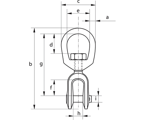 Green Pin G-7723 Jaw & Eye Swivel CP - dimensional diagram