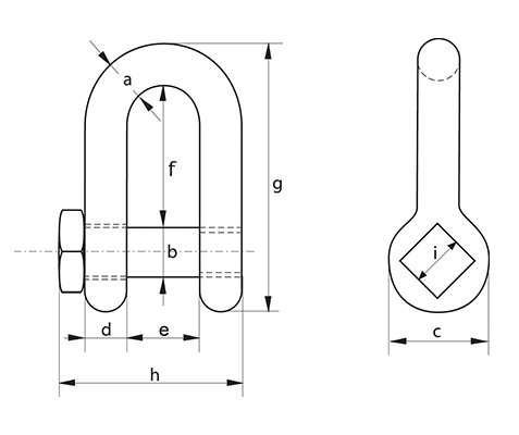 Green Pin G-4154 Fishing Dee Shackle SQ dimension diagram
