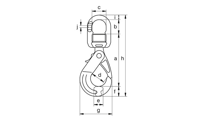 Green Pin GKE Self-Locking Hook SE Grade 8 dimension diagram
