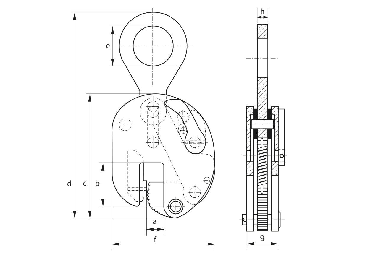 Green Pin BigMouth P-6616 V-Type Lifting Clamp diagram