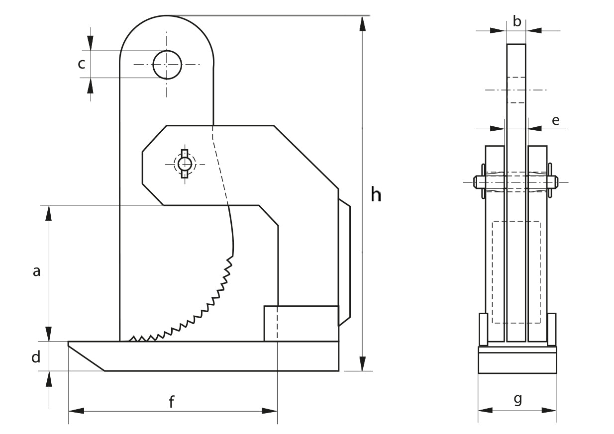 Green Pin P-6635 H-Type Lifting Clamp diagram