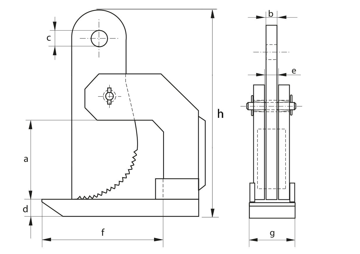 Green Pin BigMouth P-6636 H-Type Lifting Clamp diagram