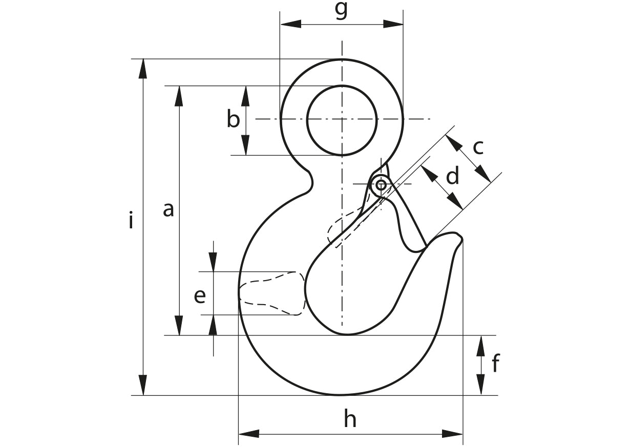 Green Pin P-6714A Hook E Grade 8 - dimensional diagram