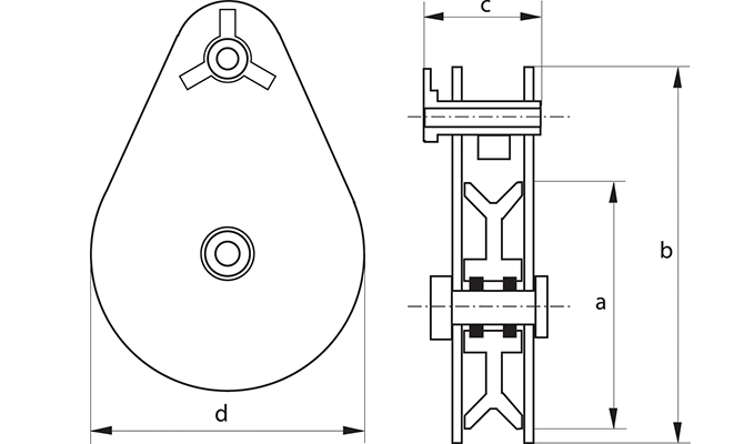 Green Pin P-6953 Snatch Block T diagram