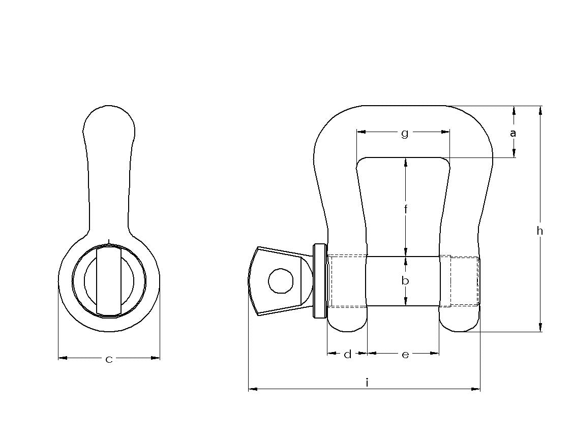 Green Pin P-5461 Web Sling Shackle SC dimension diagram