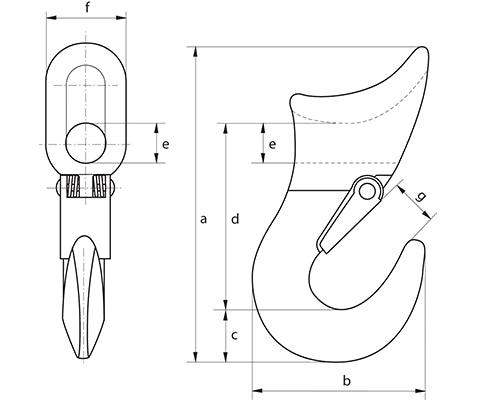 Green Pin P-6706A Sliding Choker Hook dimension diagram